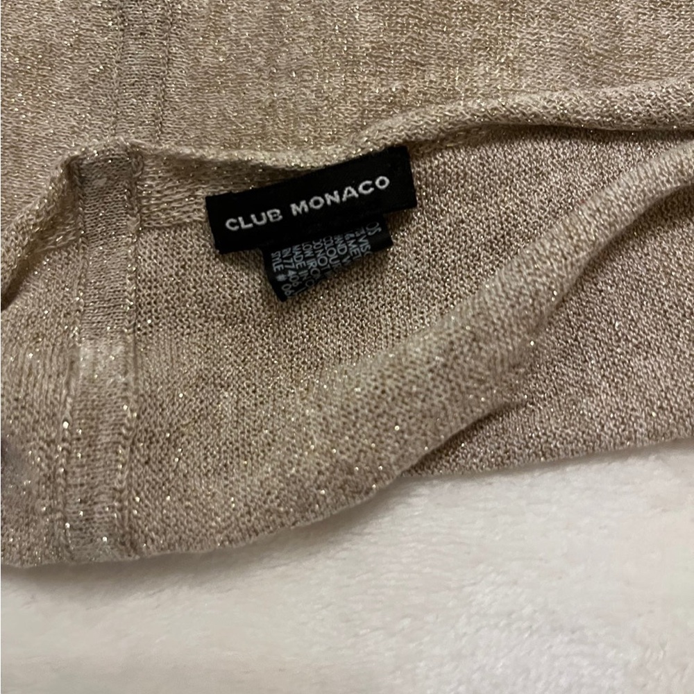 Club Monaco metallic gold colored oversized infinity scarf snood - Picture 7 of 10